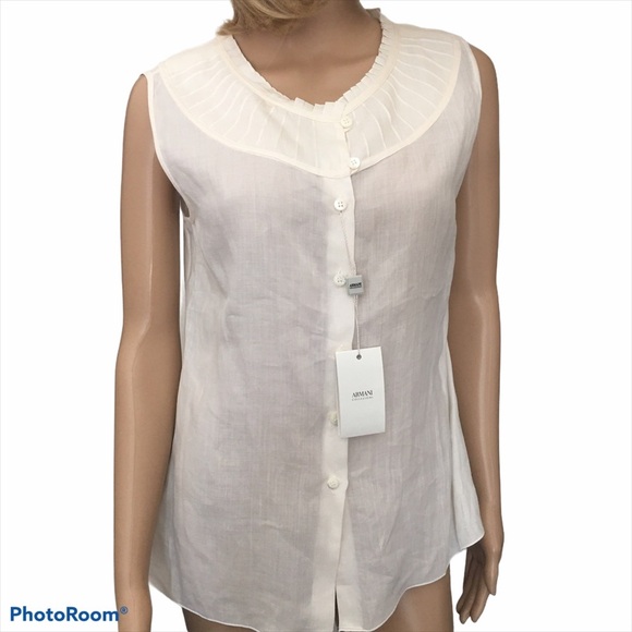 NWT Armani collezioni ivory/sleeveless top size 10 - Picture 6 of 15